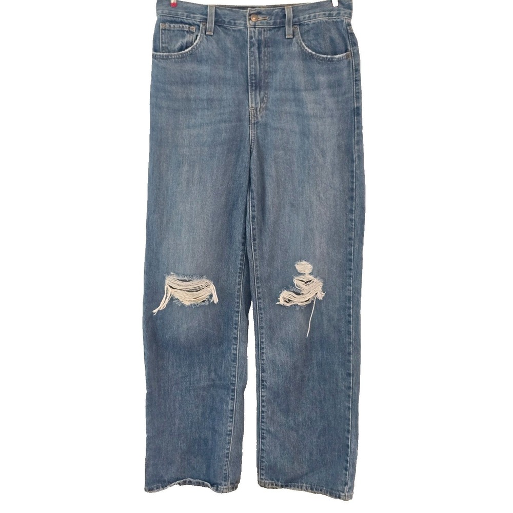 Levis High Waisted Straight Jeans 28 Distressed Ripped Blue Denim 5006 Cambodia